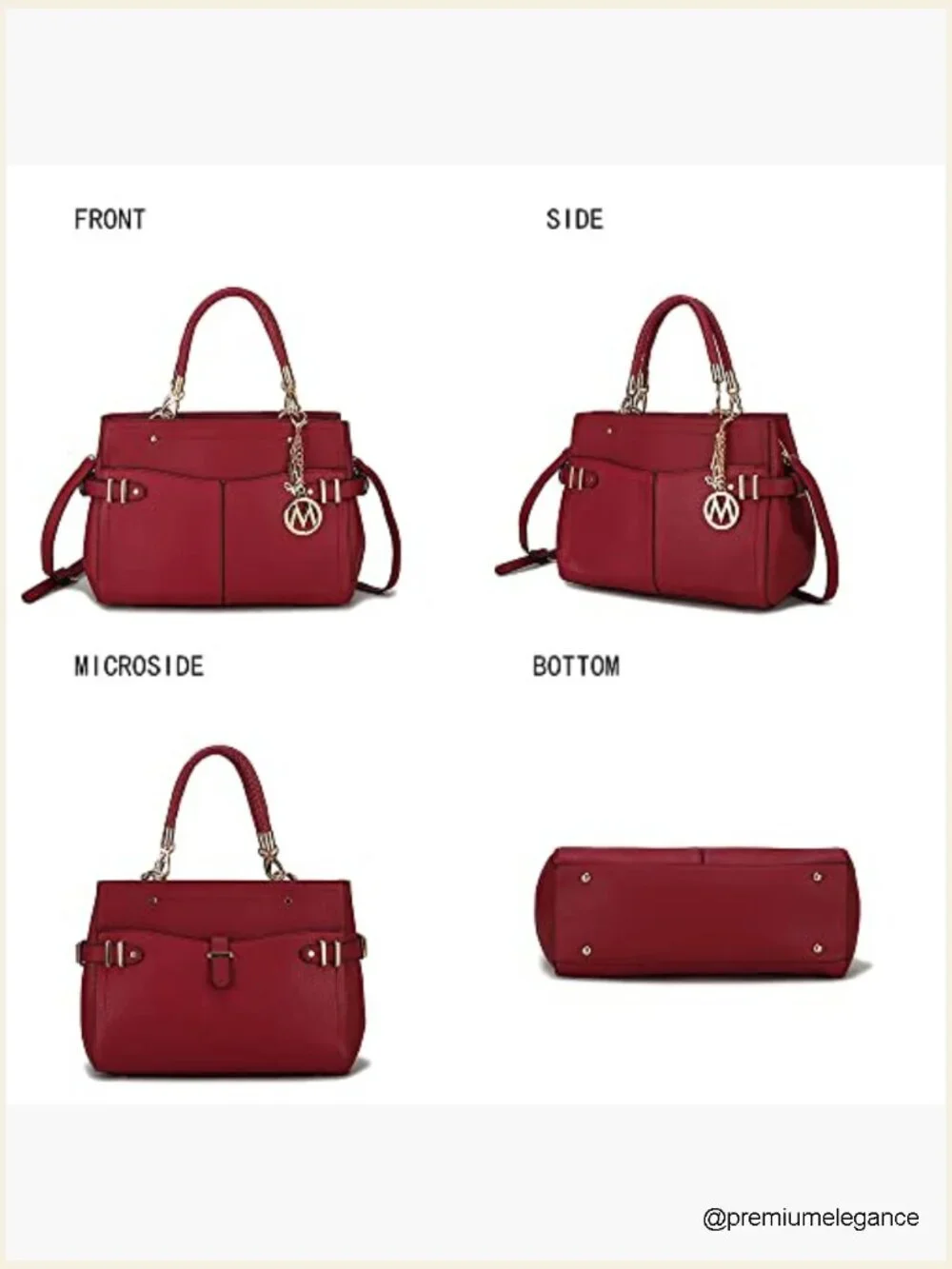 2pc Vegan Leather Satchel Crossbody and Wristlet Bag Set